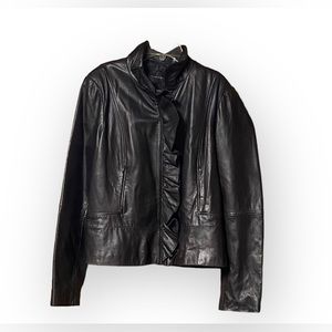 NWT Tahari leather Jacket In Deep Eggplant SZ XL but fits like a Large